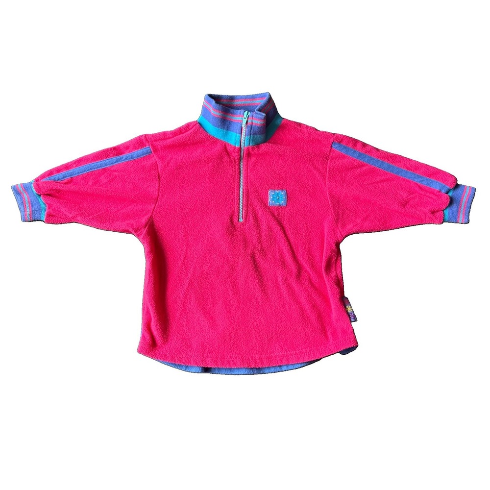 Vintage 90's Gymboree Pink Fleece Jacket Pullover 1/4 Zip Kids Size 3-4 XS